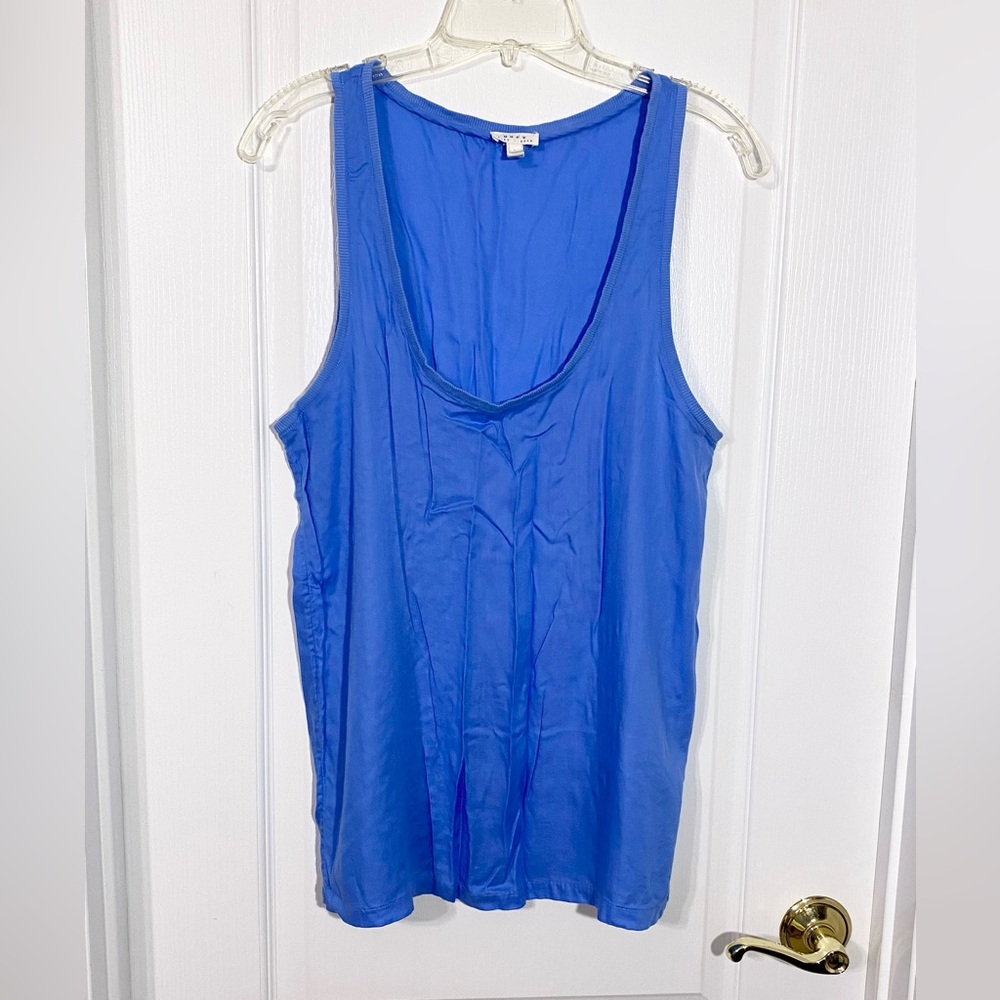 Soft Joie Scoop Neck Woven Tank Top Blue Size Large